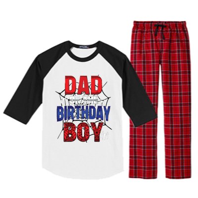 Dad Of The Birthday Boy Matching Family Spider Web Raglan Sleeve Pajama Set