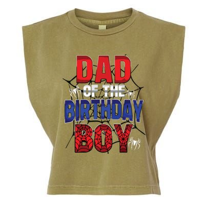 Dad Of The Birthday Boy Matching Family Spider Web Garment-Dyed Women's Muscle Tee