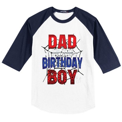 Dad Of The Birthday Boy Matching Family Spider Web Baseball Sleeve Shirt