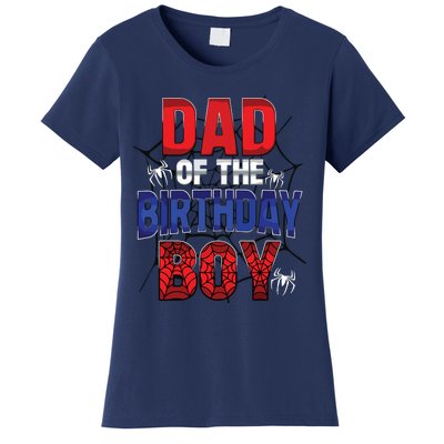 Dad Of The Birthday Boy Matching Family Spider Web Women's T-Shirt