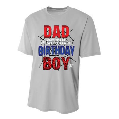 Dad Of The Birthday Boy Matching Family Spider Web Performance Sprint T-Shirt