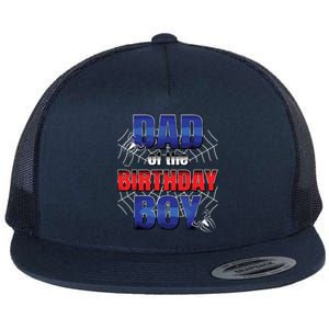 Dad Of The Birthday Spider Web Boy Dad And Mom Family Flat Bill Trucker Hat