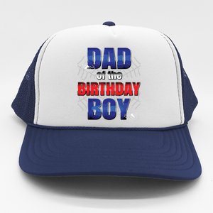 Dad Of The Birthday Spider Web Boy Dad And Mom Family Trucker Hat