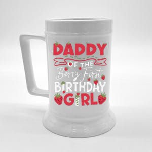 Daddy Of The Berry First Birthday Girl Strawberry Dad Beer Stein