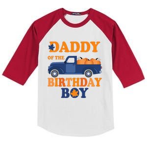 Daddy of The Pumpkin Truck 1st Birthday Kids Colorblock Raglan Jersey