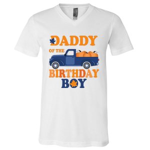 Daddy of The Pumpkin Truck 1st Birthday V-Neck T-Shirt