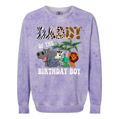 Daddy Of The Birthday Boy Zoo Bday Safari Celebration Colorblast Crewneck Sweatshirt