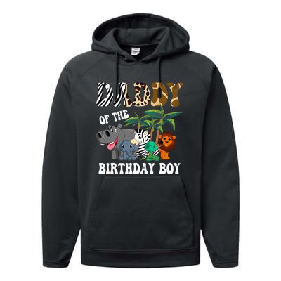 Daddy Of The Birthday Boy Zoo Bday Safari Celebration Performance Fleece Hoodie