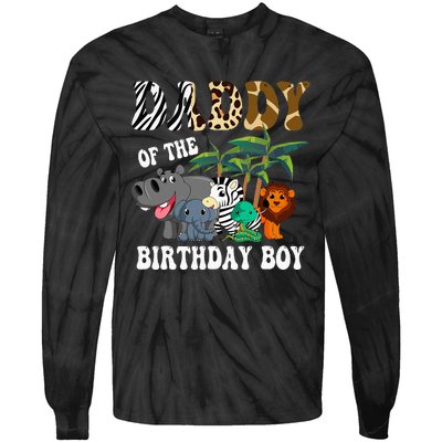 Daddy Of The Birthday Boy Zoo Bday Safari Celebration Tie-Dye Long Sleeve Shirt