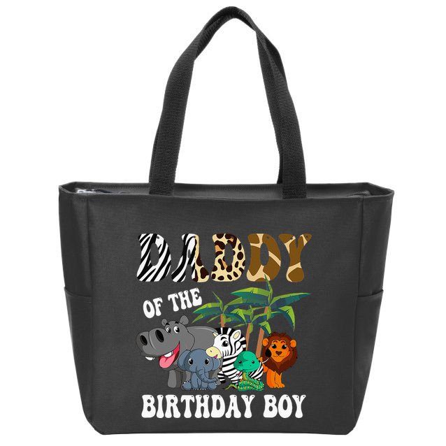 Daddy Of The Birthday Boy Zoo Bday Safari Celebration Zip Tote Bag