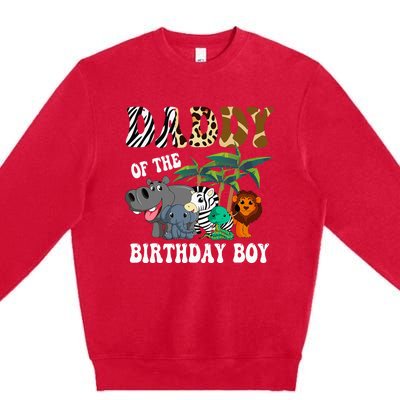 Daddy Of The Birthday Boy Zoo Bday Safari Celebration Premium Crewneck Sweatshirt