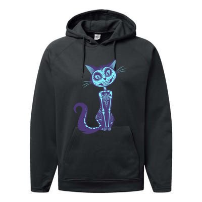 Day Of The Dead Dia De Los Muertos Cat Performance Fleece Hoodie