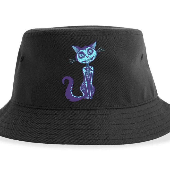 Day Of The Dead Dia De Los Muertos Cat Sustainable Bucket Hat