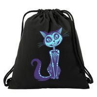 Day Of The Dead Dia De Los Muertos Cat Drawstring Bag