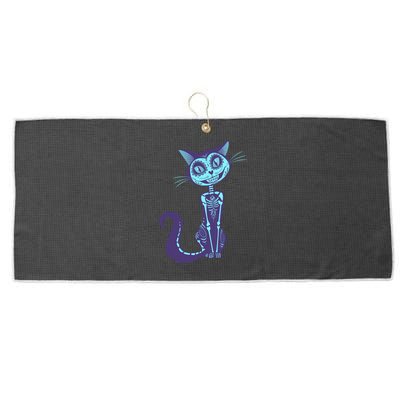 Day Of The Dead Dia De Los Muertos Cat Large Microfiber Waffle Golf Towel