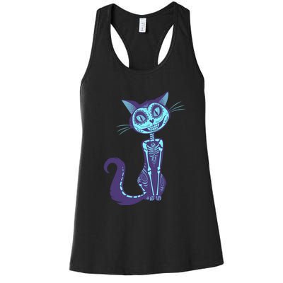 Day Of The Dead Dia De Los Muertos Cat Women's Racerback Tank