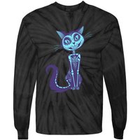 Day Of The Dead Dia De Los Muertos Cat Tie-Dye Long Sleeve Shirt