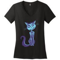 Day Of The Dead Dia De Los Muertos Cat Women's V-Neck T-Shirt