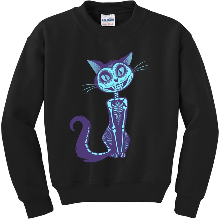 Day Of The Dead Dia De Los Muertos Cat Kids Sweatshirt