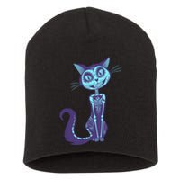 Day Of The Dead Dia De Los Muertos Cat Short Acrylic Beanie