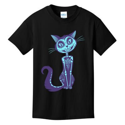 Day Of The Dead Dia De Los Muertos Cat Kids T-Shirt