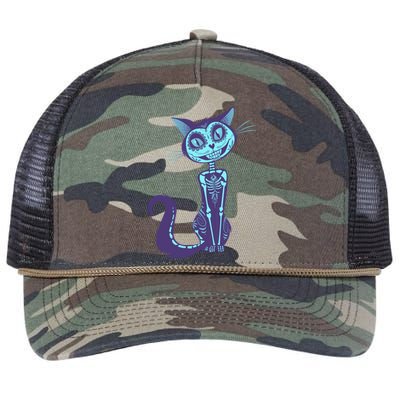 Day Of The Dead Dia De Los Muertos Cat Retro Rope Trucker Hat Cap