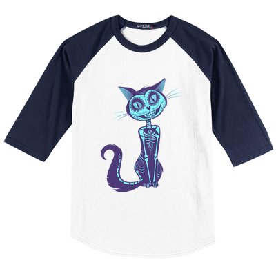 Day Of The Dead Dia De Los Muertos Cat Baseball Sleeve Shirt