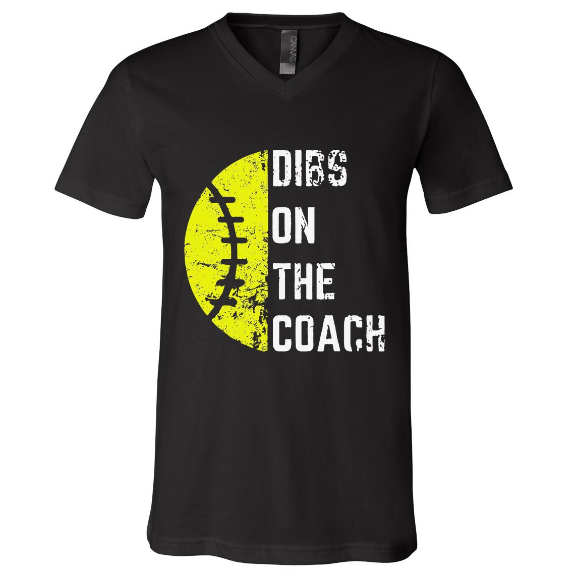 Dibs On The Coach Funny Softball Wife Baseball Coach V-Neck T-Shirt