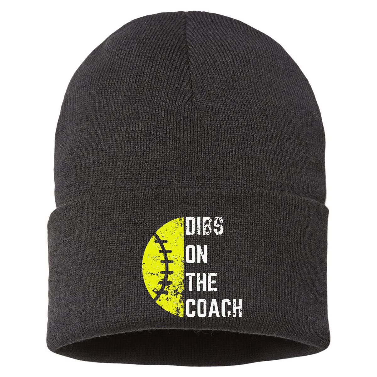 Dibs On The Coach Funny Softball Wife Baseball Coach Sustainable Knit Beanie