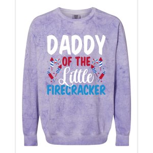 Daddy Of The Little Firecracker 4th Of July American Flag Funny Gift Colorblast Crewneck Sweatshirt