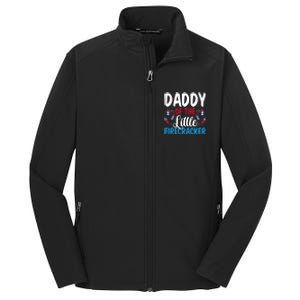 Daddy Of The Little Firecracker 4th Of July American Flag Funny Gift Core Soft Shell Jacket