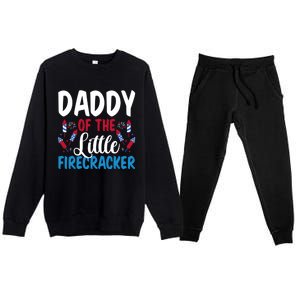 Daddy Of The Little Firecracker 4th Of July American Flag Funny Gift Premium Crewneck Sweatsuit Set