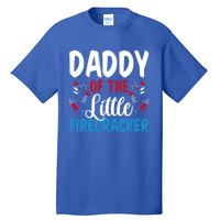 Daddy Of The Little Firecracker 4th Of July American Flag Funny Gift Tall T-Shirt