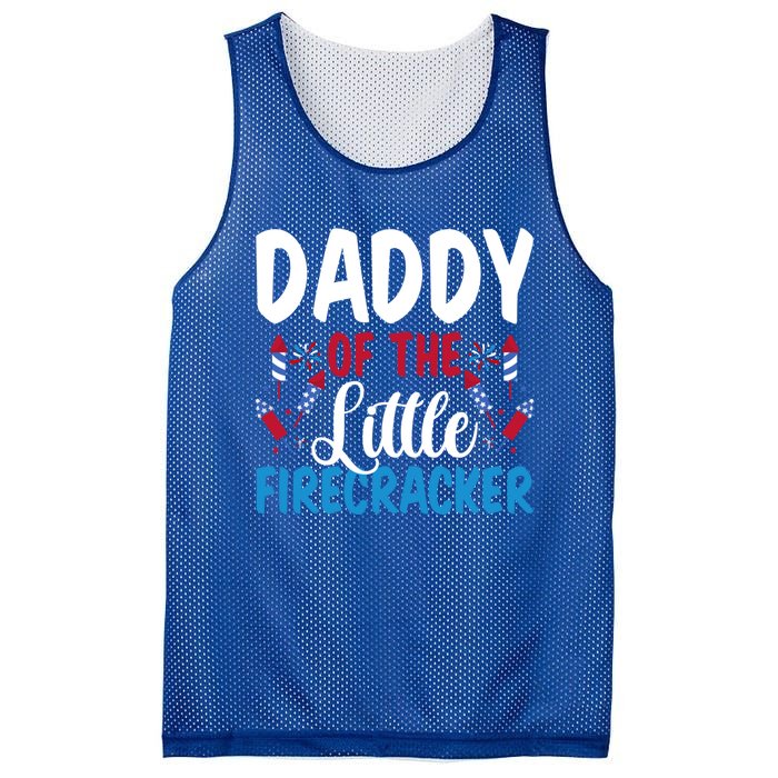 Daddy Of The Little Firecracker 4th Of July American Flag Funny Gift Mesh Reversible Basketball Jersey Tank