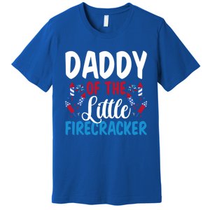 Daddy Of The Little Firecracker 4th Of July American Flag Funny Gift Premium T-Shirt