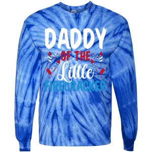 Daddy Of The Little Firecracker 4th Of July American Flag Funny Gift Tie-Dye Long Sleeve Shirt