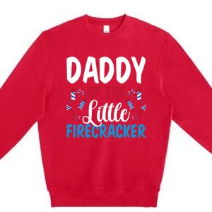 Daddy Of The Little Firecracker 4th Of July American Flag Funny Gift Premium Crewneck Sweatshirt