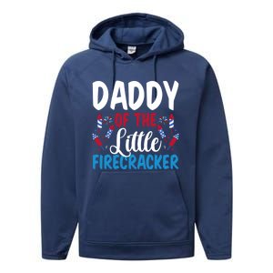 Daddy Of The Little Firecracker 4th Of July American Flag Funny Gift Performance Fleece Hoodie