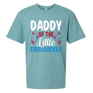 Daddy Of The Little Firecracker 4th Of July American Flag Funny Gift Sueded Cloud Jersey T-Shirt