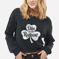 Dibs On The Redhead Shamrock .Png Cropped Pullover Crew