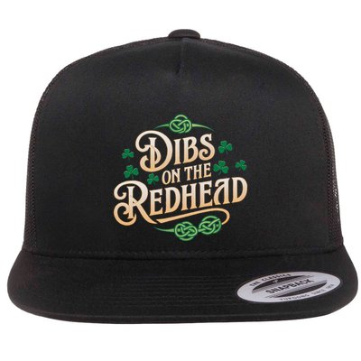 Dibs On The Redhead Funny St Patricks Day Drinking Flat Bill Trucker Hat