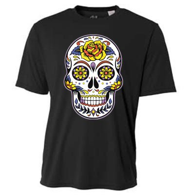 Day Of The Dead Dia De Los Muertos Floral Sugar Skull Cooling Performance Crew T-Shirt