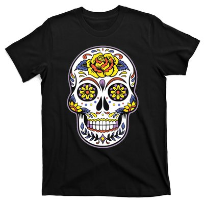 Day Of The Dead Dia De Los Muertos Floral Sugar Skull T-Shirt