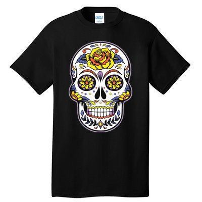 Day Of The Dead Dia De Los Muertos Floral Sugar Skull Tall T-Shirt