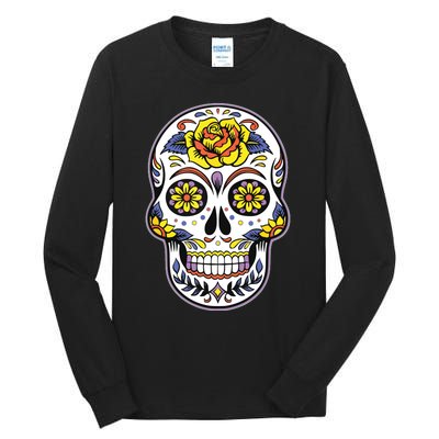 Day Of The Dead Dia De Los Muertos Floral Sugar Skull Tall Long Sleeve T-Shirt