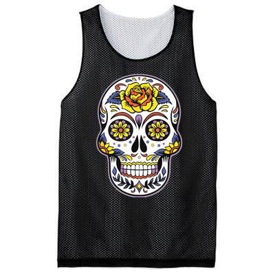 Day Of The Dead Dia De Los Muertos Floral Sugar Skull Mesh Reversible Basketball Jersey Tank