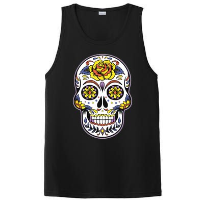 Day Of The Dead Dia De Los Muertos Floral Sugar Skull PosiCharge Competitor Tank