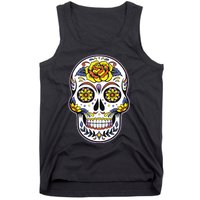 Day Of The Dead Dia De Los Muertos Floral Sugar Skull Tank Top