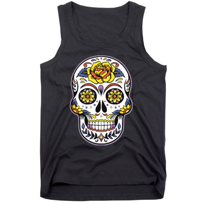 Day Of The Dead Dia De Los Muertos Floral Sugar Skull Tank Top