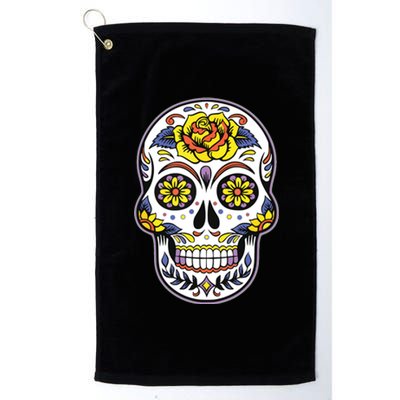 Day Of The Dead Dia De Los Muertos Floral Sugar Skull Platinum Collection Golf Towel